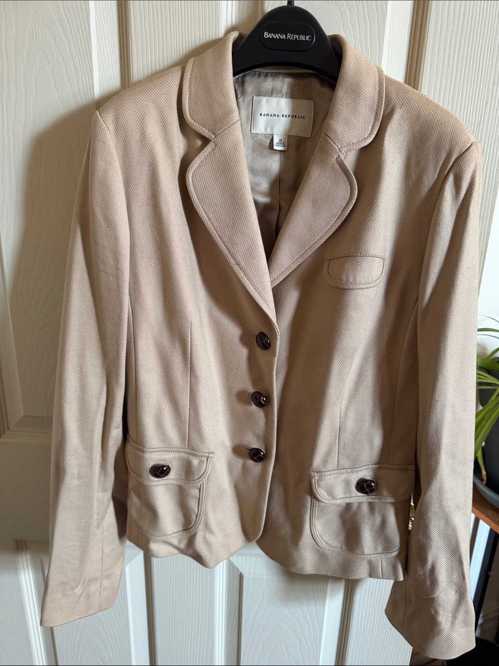 Banana Republic Light Beige Tailored Notch-Collar Blazer